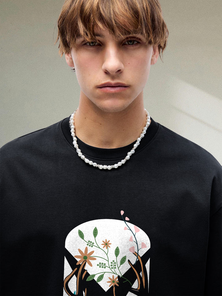 Wild Grace Men Graphic Printed Oversized  T-Shirt