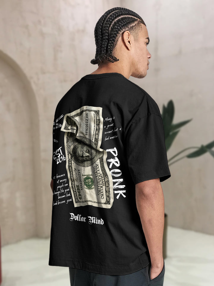 Dollar Mind Men Printed Oversized  T-Shirt