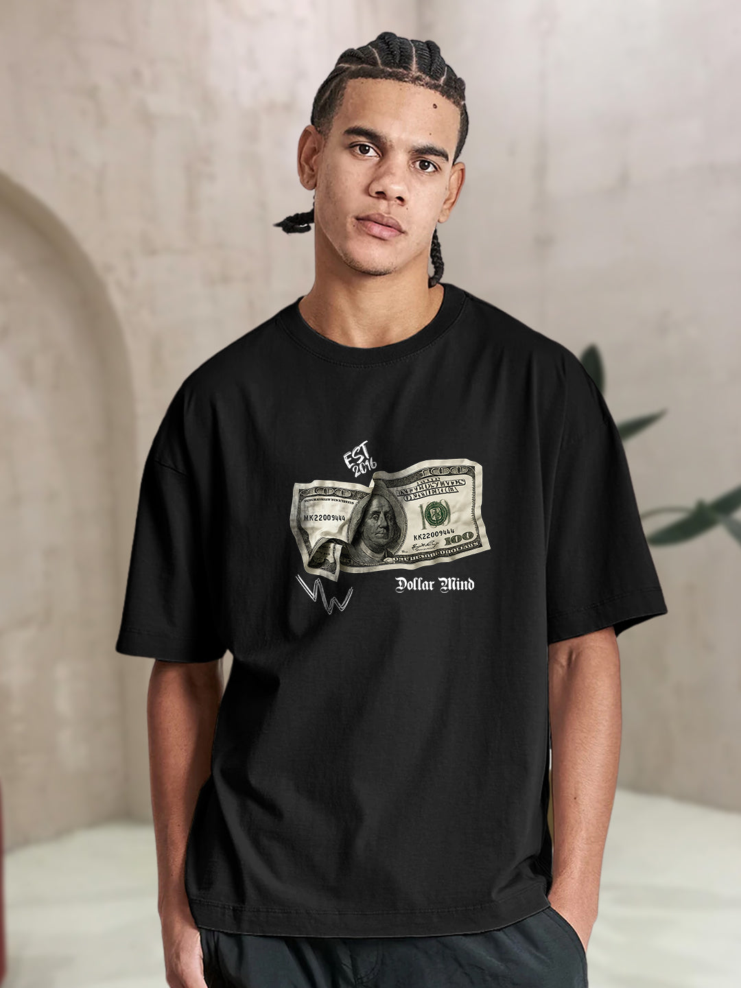 Dollar Mind Men Printed Oversized  T-Shirt