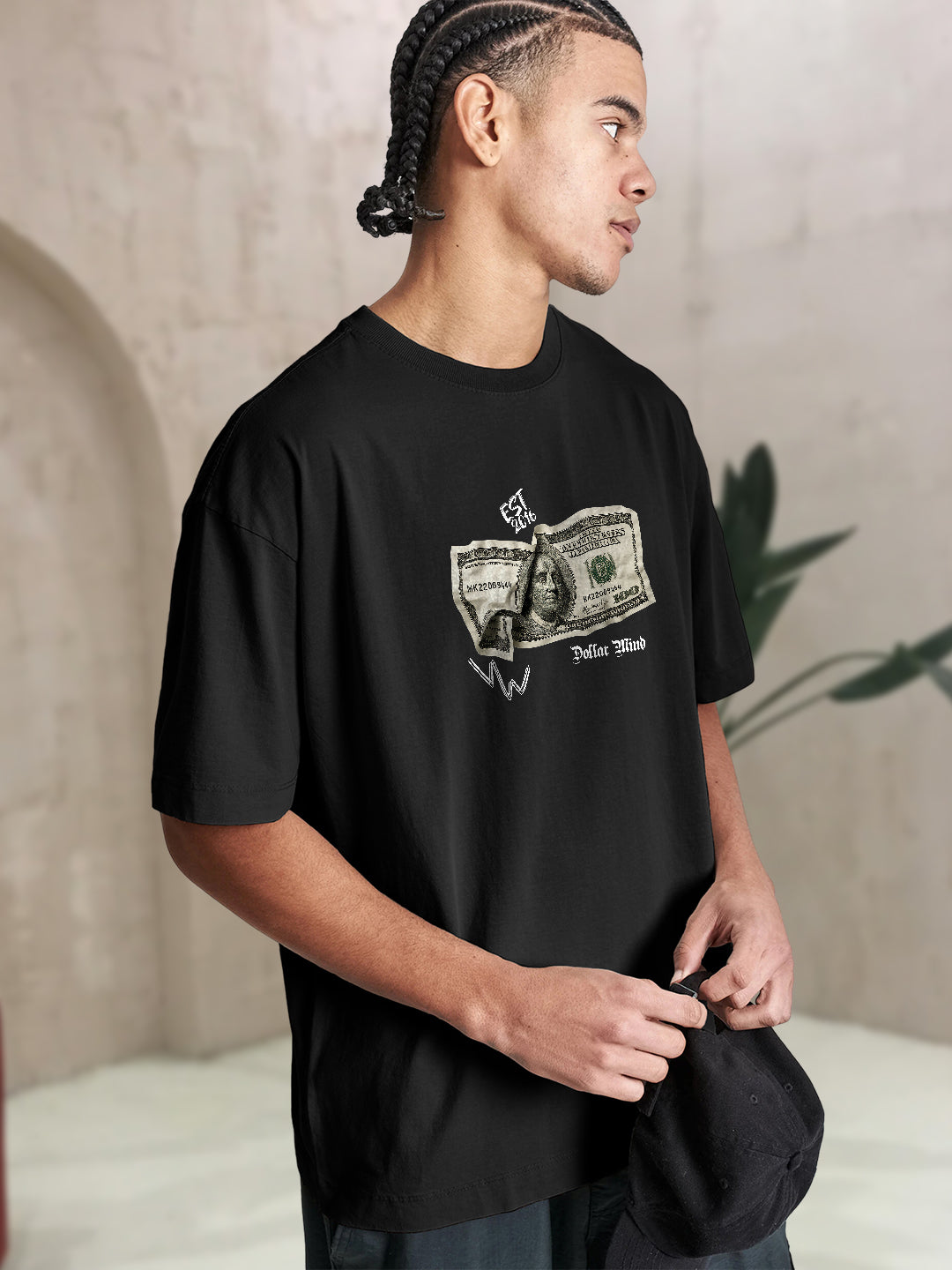 Dollar Mind Men Printed Oversized  T-Shirt