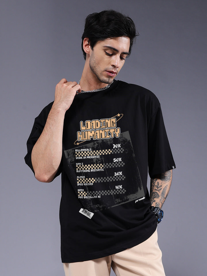 LOADING HUMANITY Men Printed Oversized T-Shirt