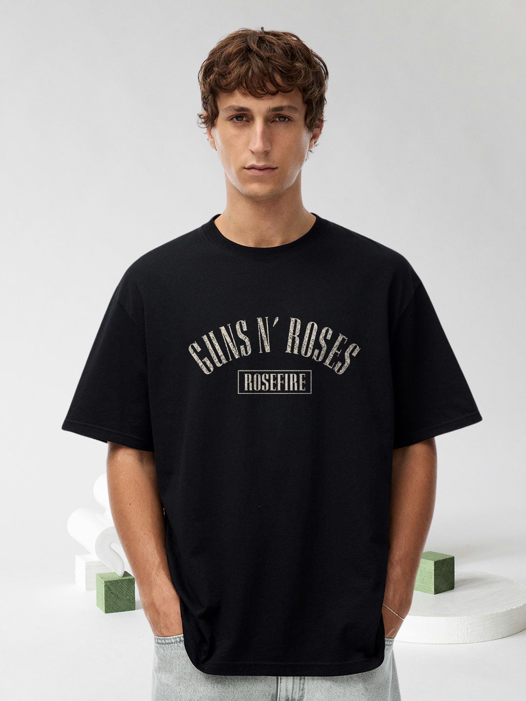Rust And Roses Men Printed Oversized  T-Shirt