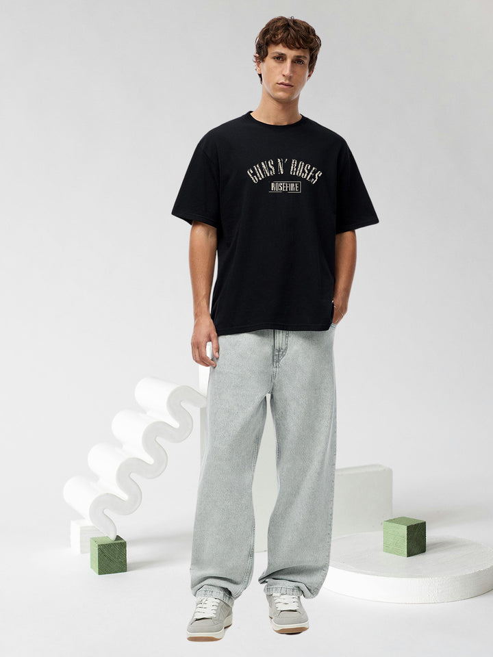 Rust And Roses Men Printed Oversized  T-Shirt