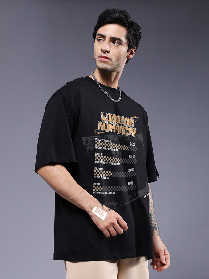 LOADING HUMANITY Men Printed Oversized T-Shirt