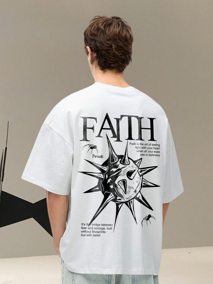 Faith Men Printed Oversized  T-Shirt