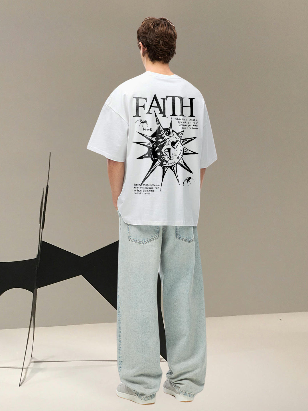 Faith Men Printed Oversized  T-Shirt