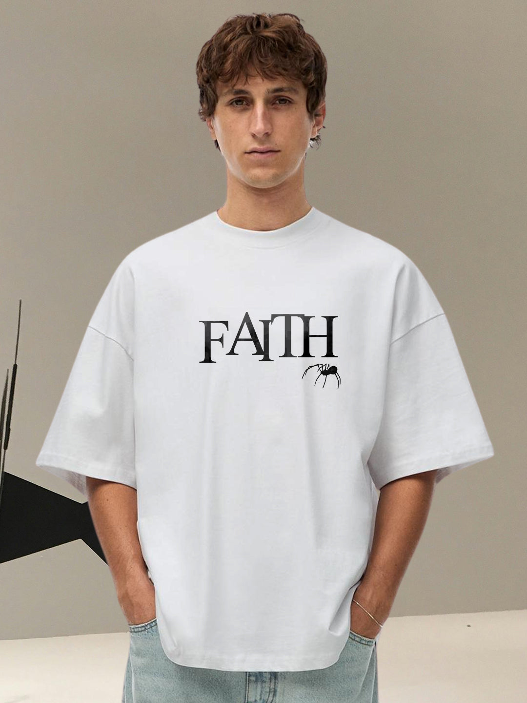 Faith Men Printed Oversized  T-Shirt