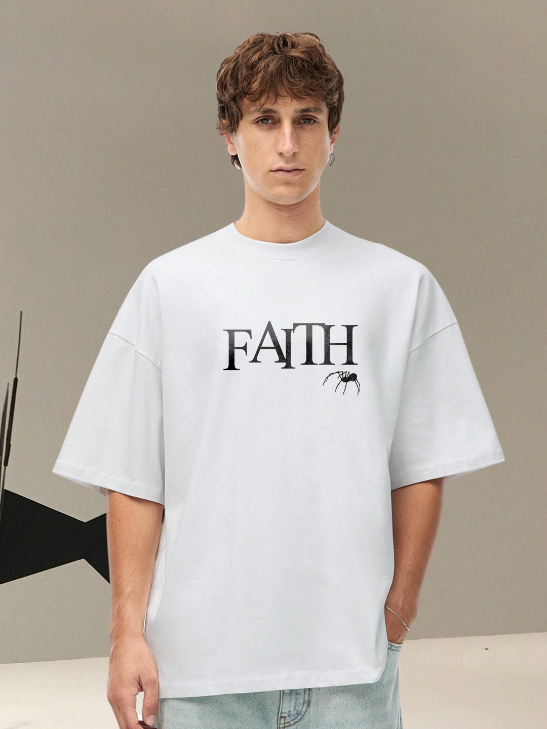 Faith Men Printed Oversized  T-Shirt