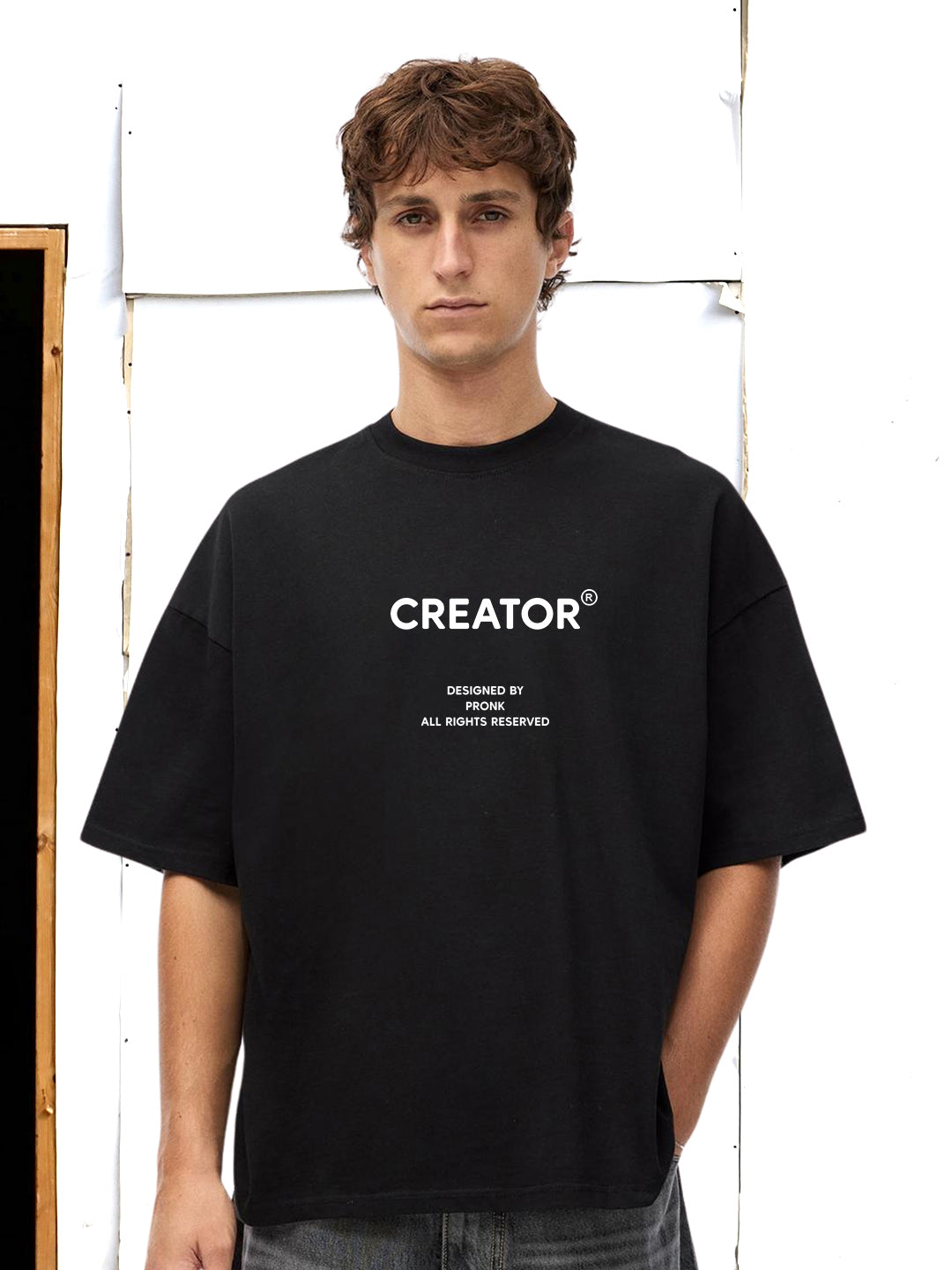 CREATOR Black Men Oversized T-Shirt – Pure Cotton | Streetwear Fashion | Loose Fit
