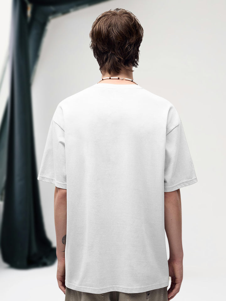 INFLUENCER White Men Oversized T-Shirt – Pure Cotton | Streetwear Fashion | Loose Fit