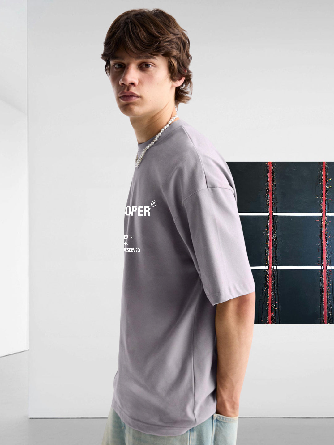 DEVELOPER Ash Grey Men Oversized T-Shirt – Pure Cotton | Streetwear Fashion | Loose Fit