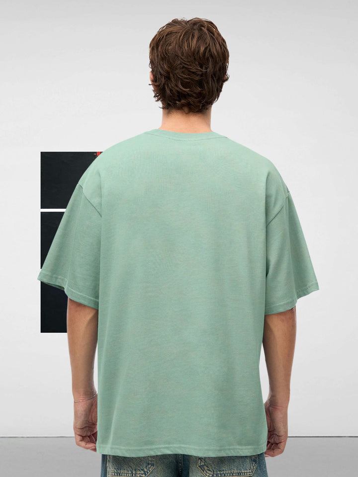 DEVELOPER Mint Green Men Oversized T-Shirt – Pure Cotton | Streetwear Fashion | Loose Fit