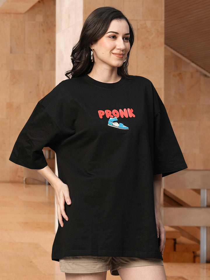 One Life Women Premium Oversized Embroidered  Terry T-shirt