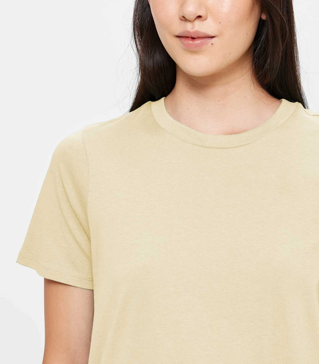 Women Solid Half Sleeve T-Shirt - Beige