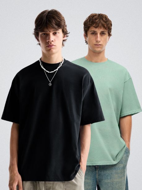 Solid Oversized T-Shirt Men Combo - Pack of 2
