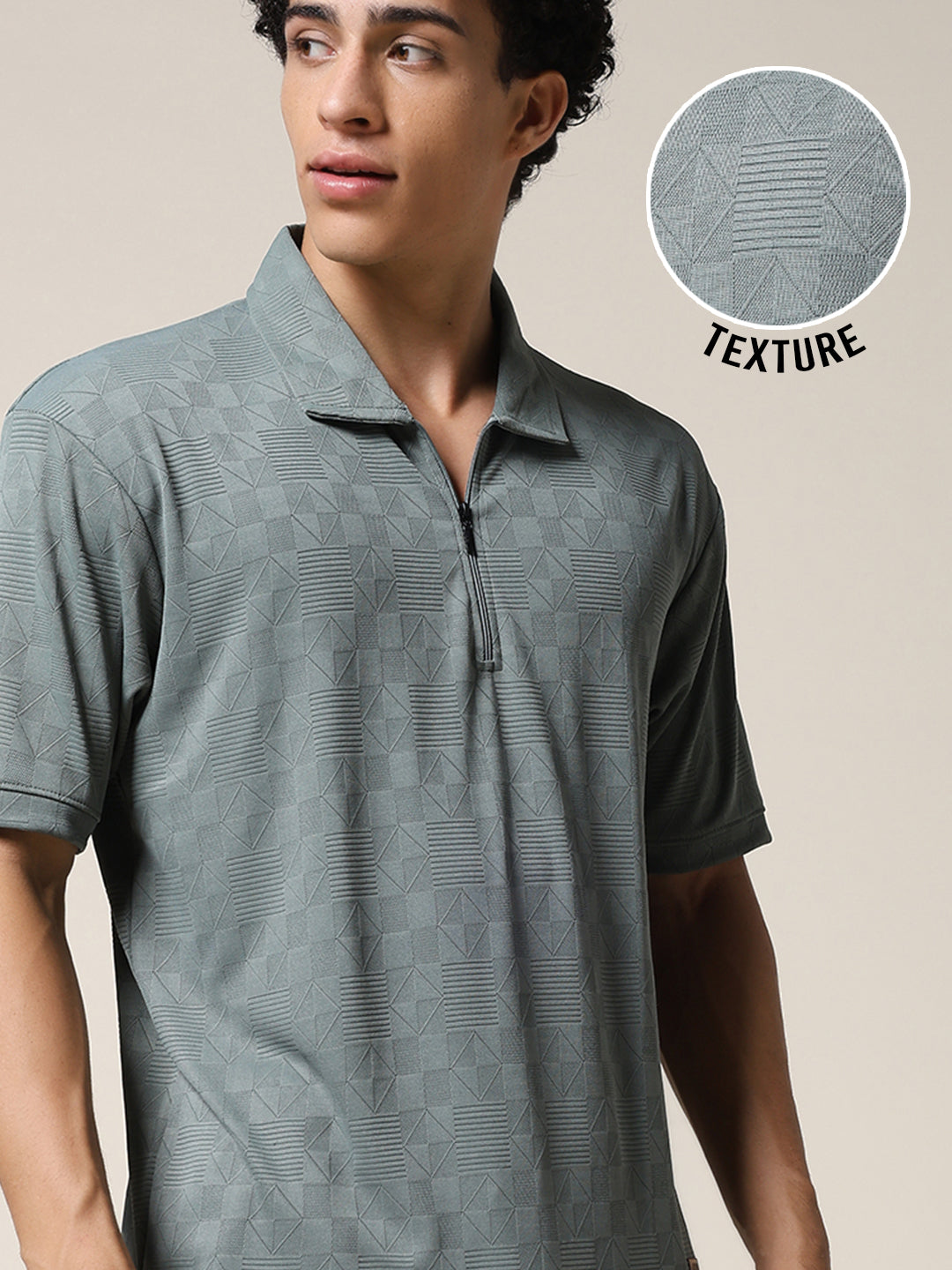 Men Relaxed Fit Korean Texture Polo T-Shirt