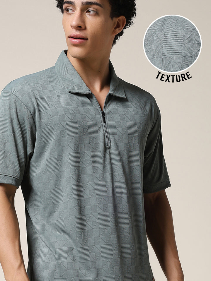 Men Relaxed Fit Korean Texture Polo T-Shirt