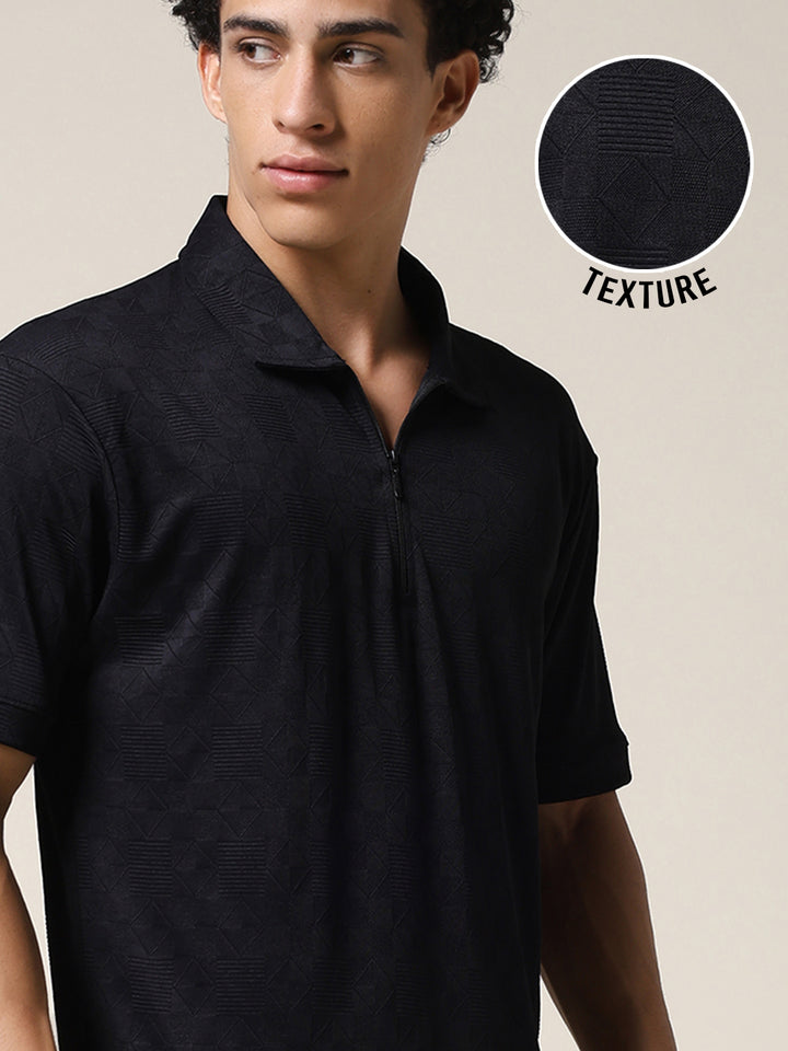 Men Relaxed Fit Korean Texture Polo T-Shirt