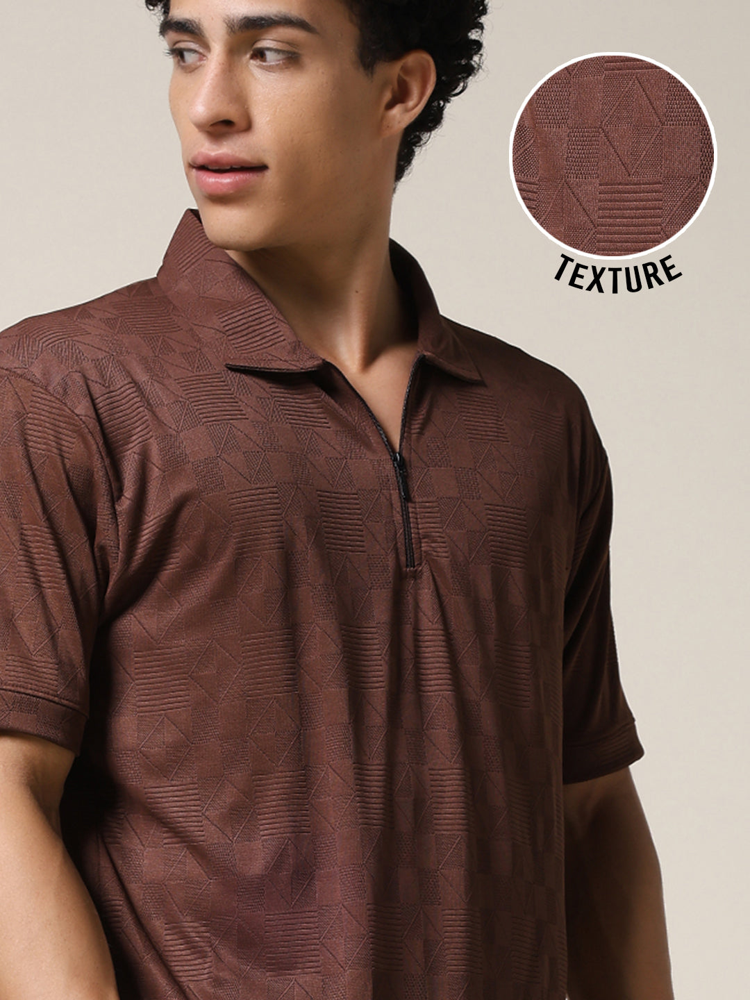 Men Relaxed Fit Korean Texture Polo T-Shirt