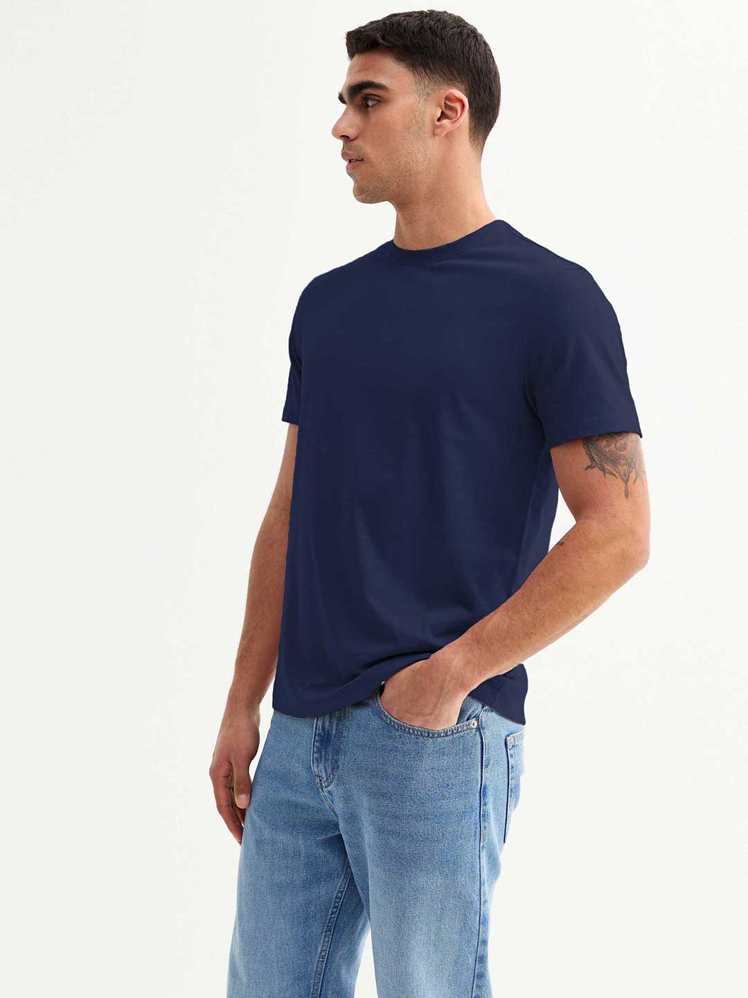 Solid Men Half Sleeve T-Shirt - Classic Navy