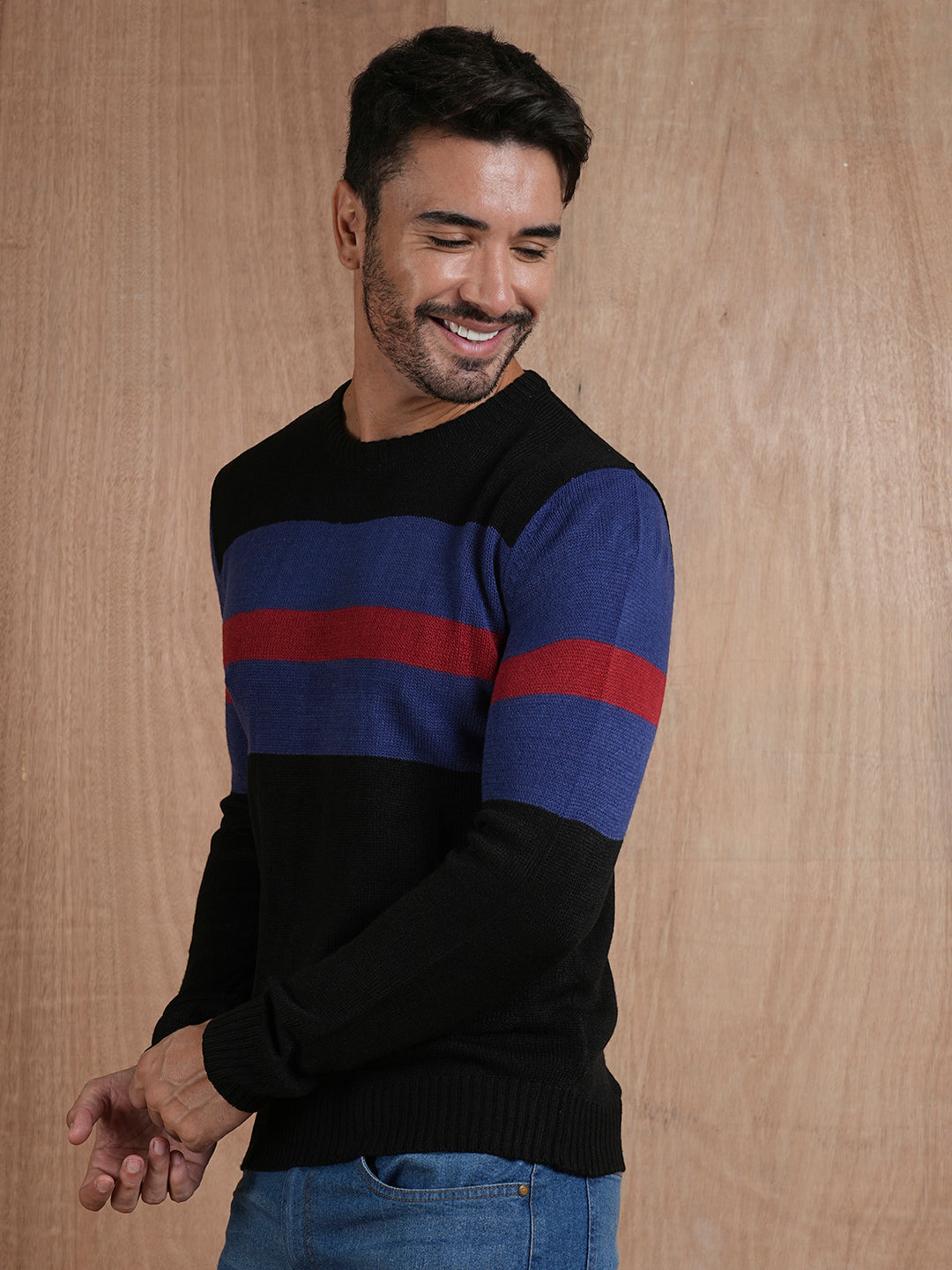 Bold Stripe Classic Knitted Men Pullover