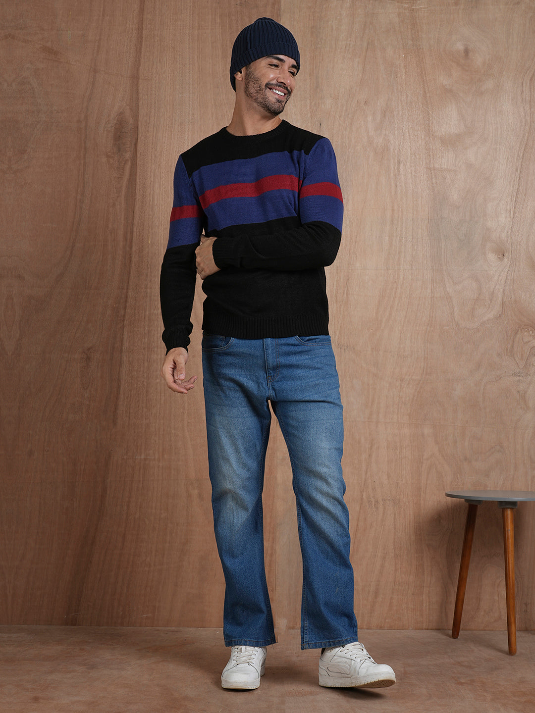 Bold Stripe Classic Knitted Men Pullover