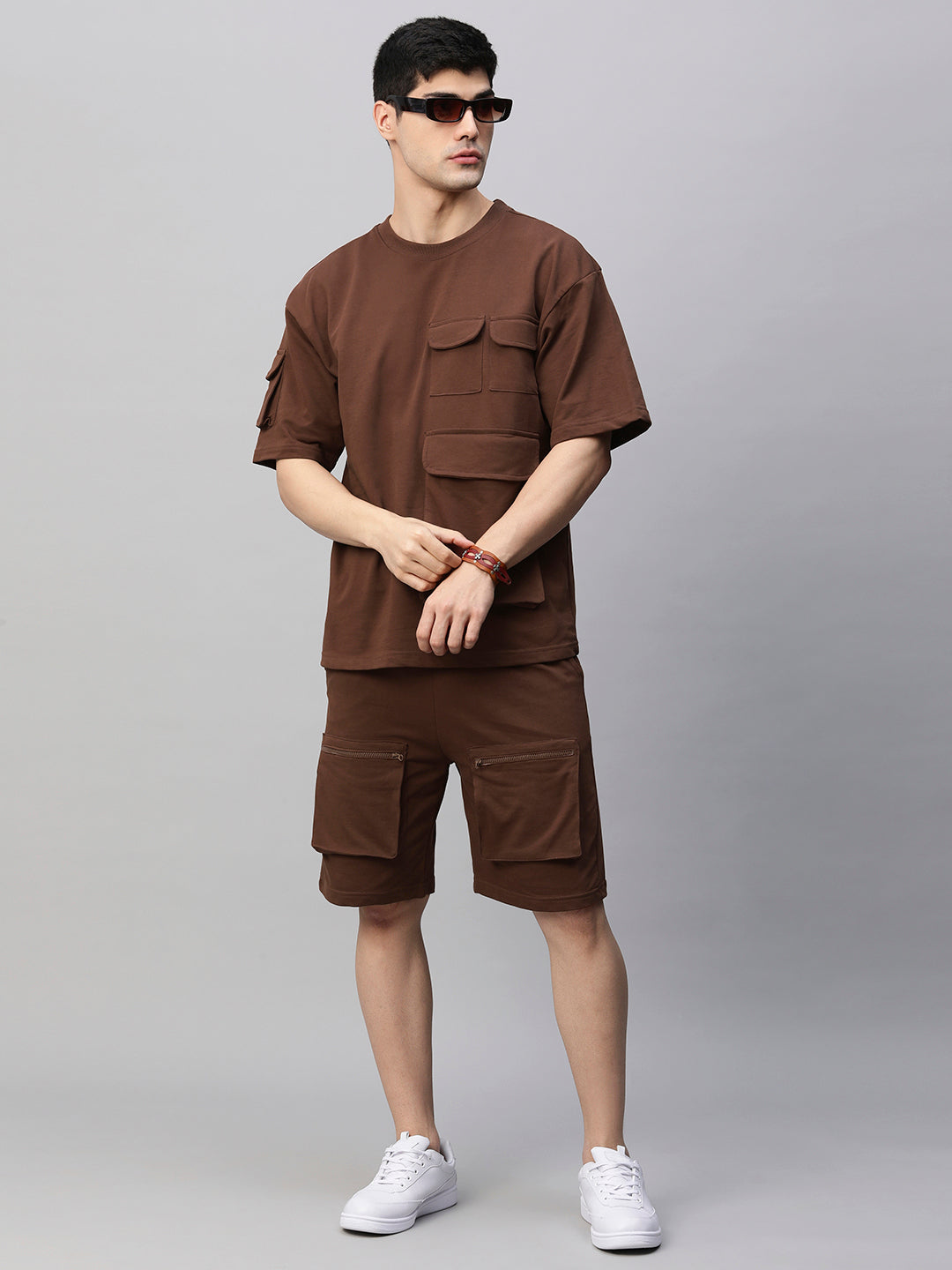Men Premium Cargo Co-ord Set - Cocoa
