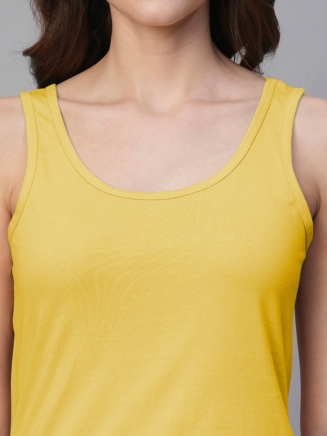 Solid Women Tank Top - Pineapple Yellow
