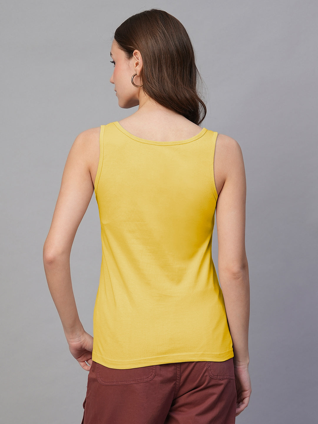 Solid Women Tank Top - Pineapple Yellow