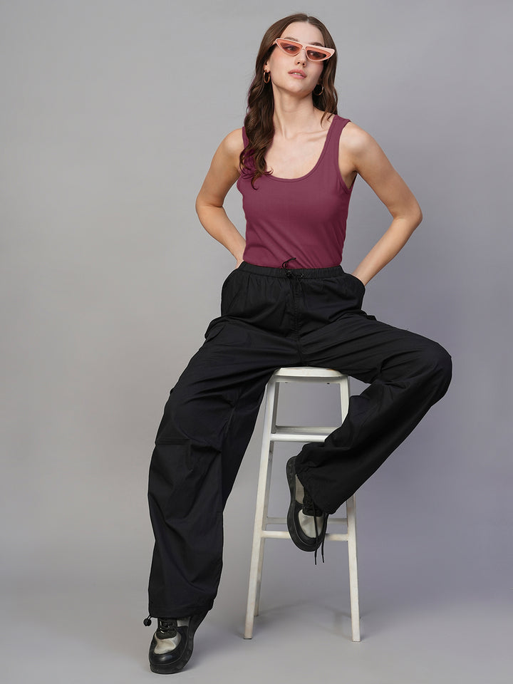 Solid Women Tank Top - Wine