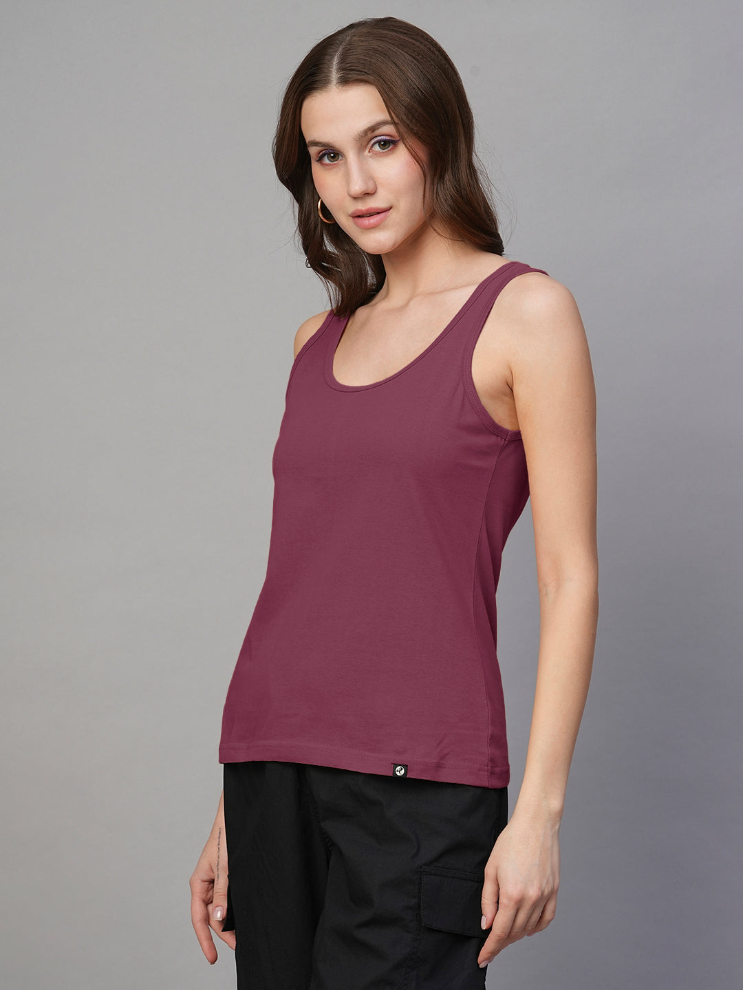 Solid Women Tank Top - Wine