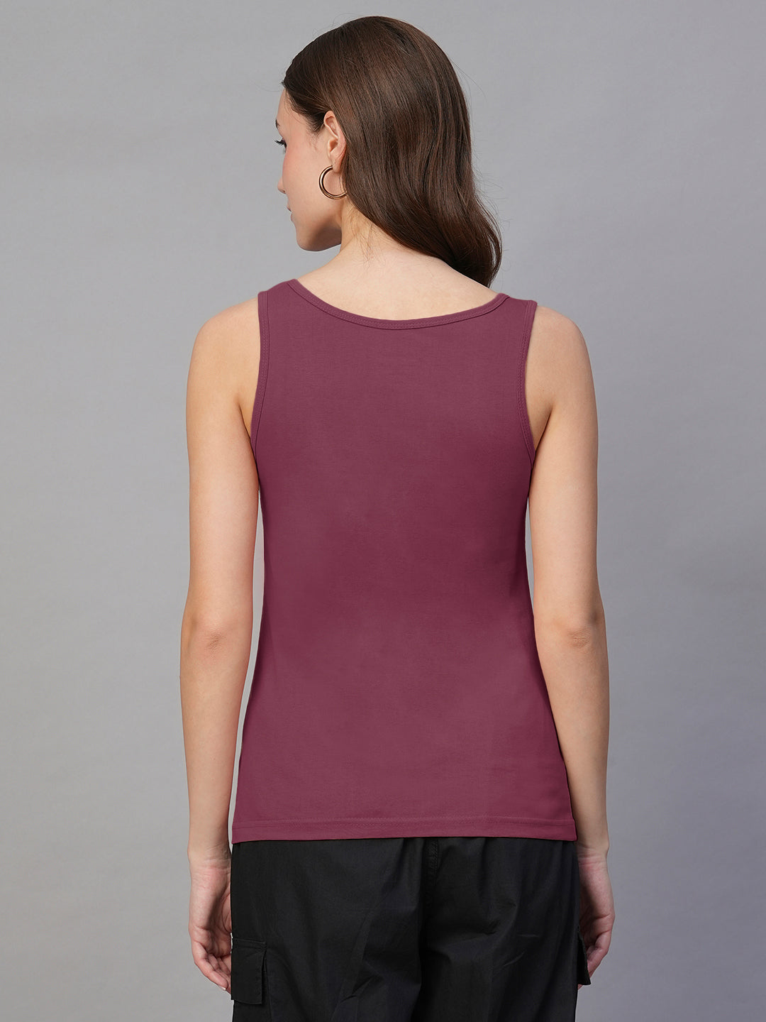 Solid Women Tank Top - Wine