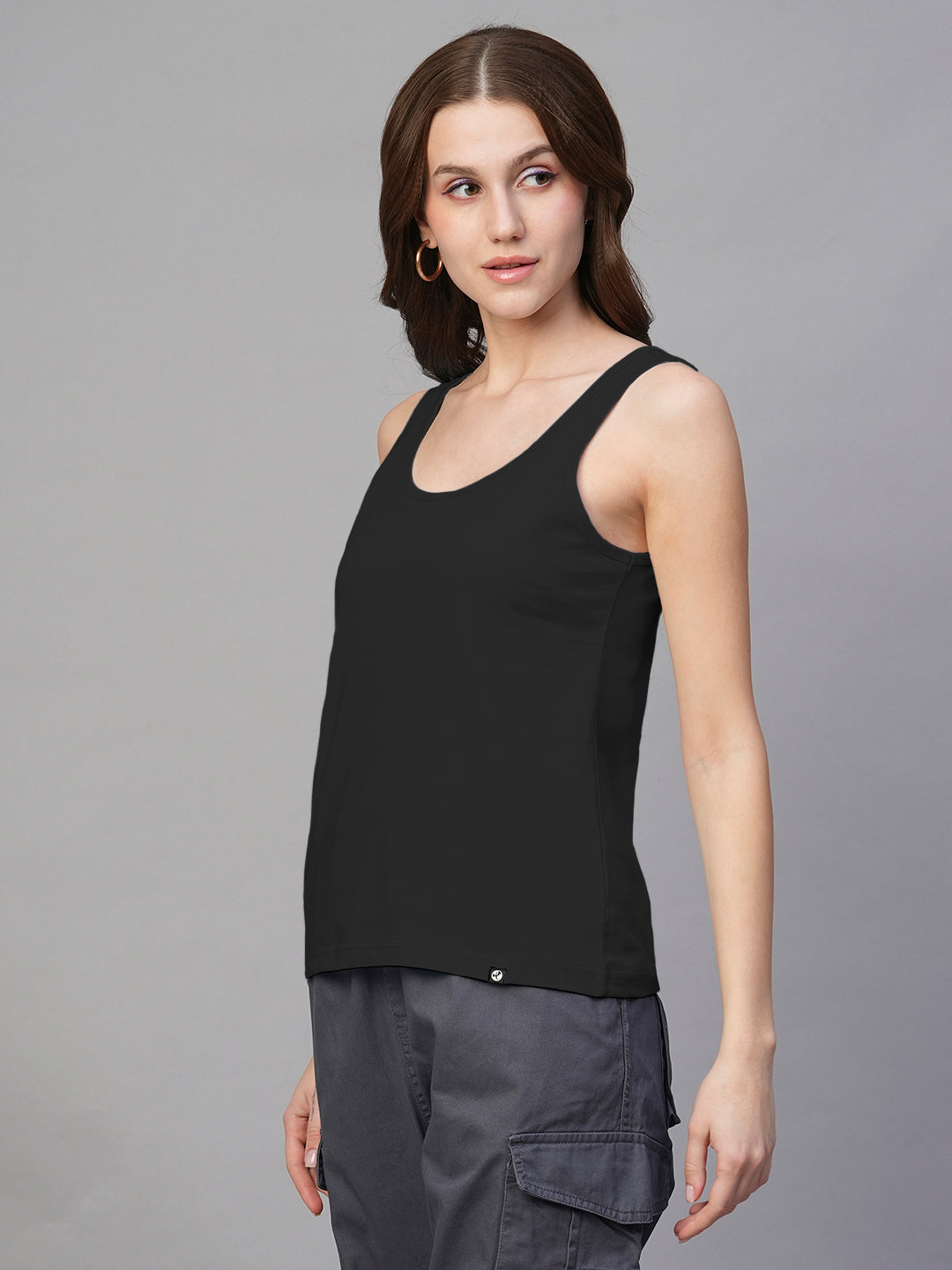 Solid Women Tank Top - Black