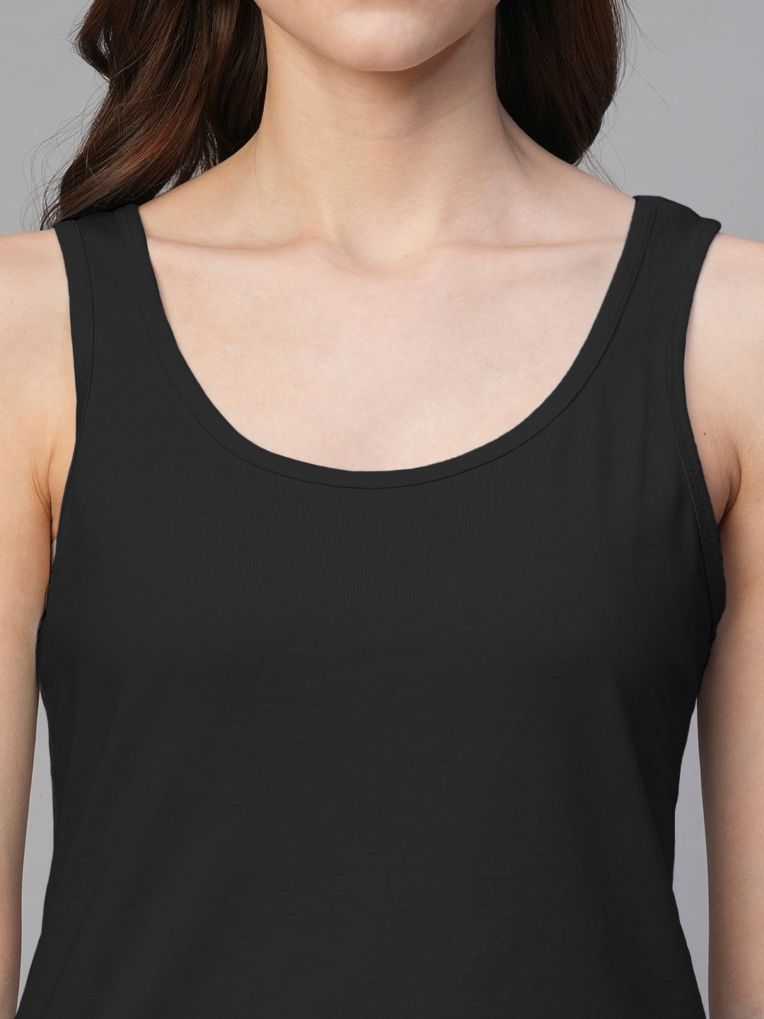 Solid Women Tank Top - Black