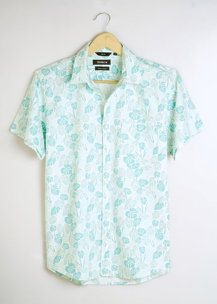 Leaf Printed Mens Half Sleeve Shirt