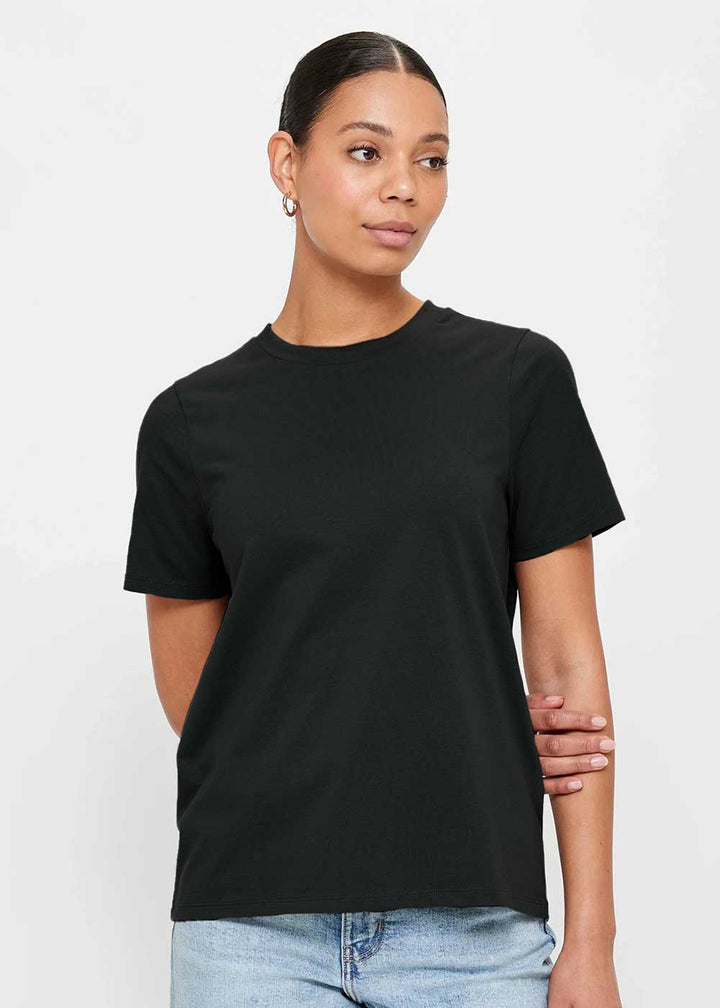 Women Solid Half Sleeve T-Shirt - Black