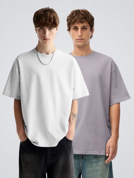 Solid Oversized T-Shirt Men Combo - Pack of 2