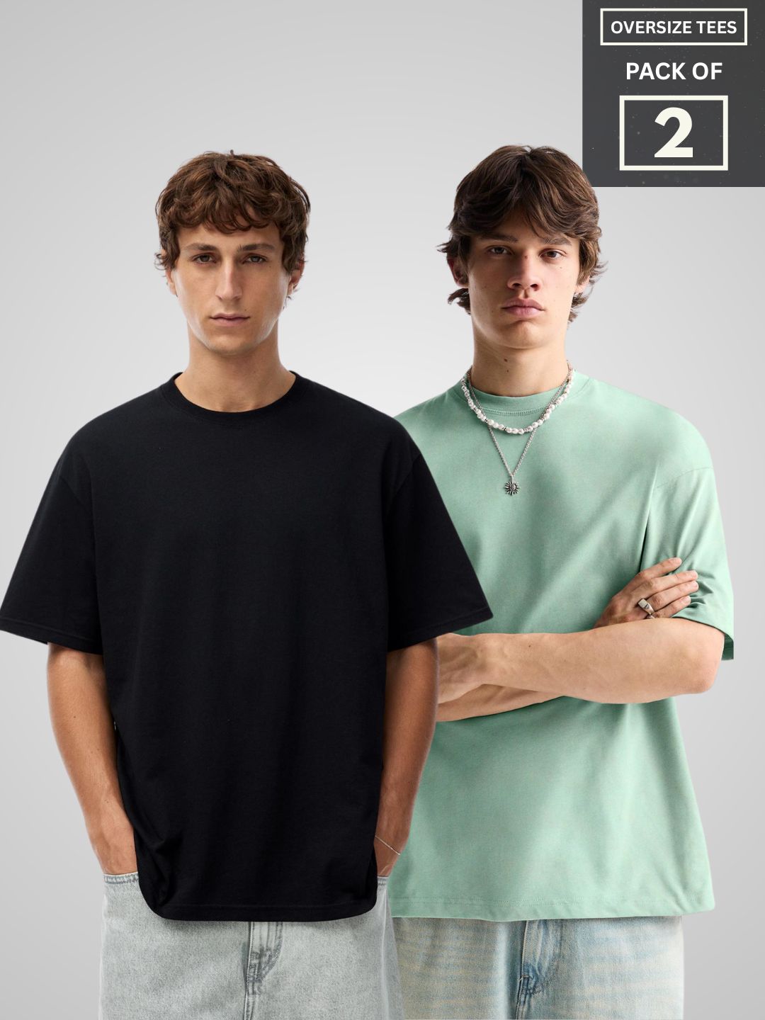 Solid Oversized T-Shirt Men Combo - Pack of 2
