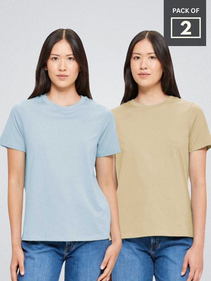 Solid Half Sleeve T-Shirt Women Combo - pack of 2