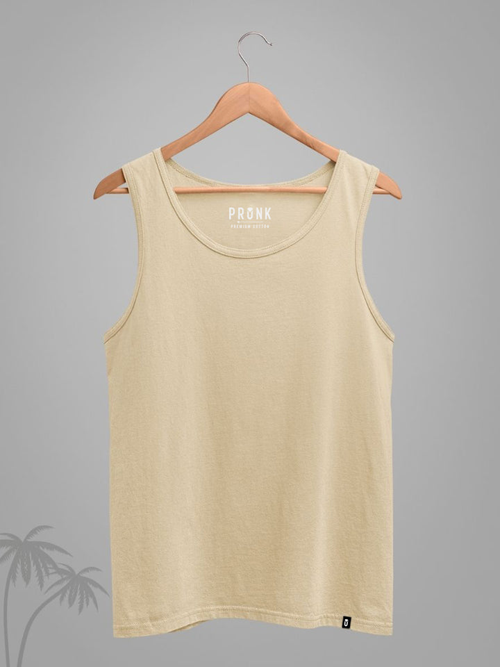Solid Men Vest - Beige