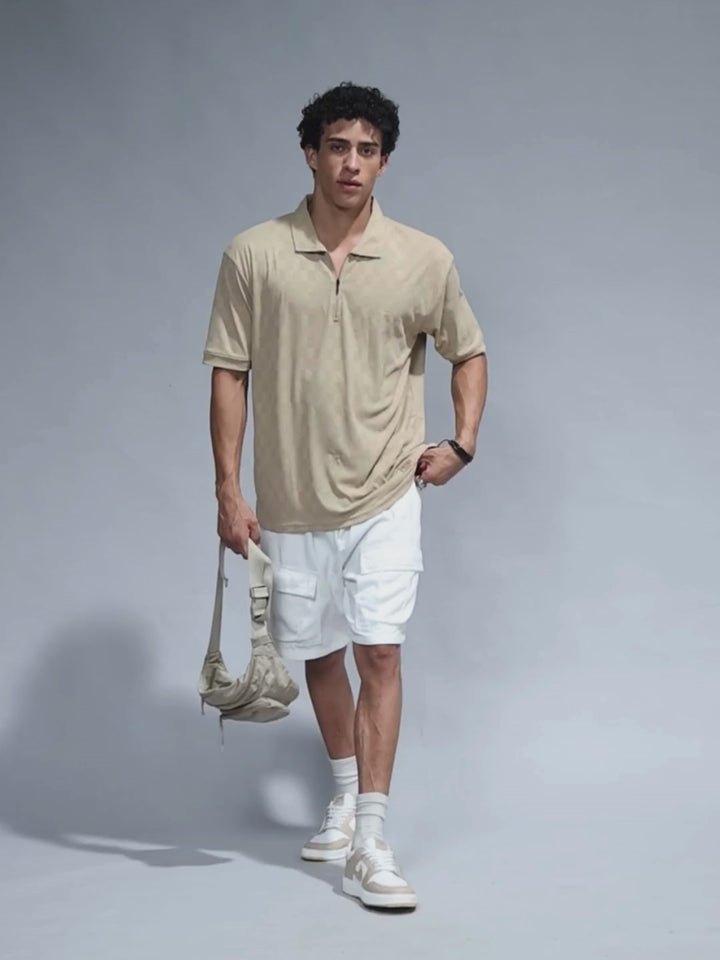 Men Relaxed Fit Korean Texture Polo T-Shirt