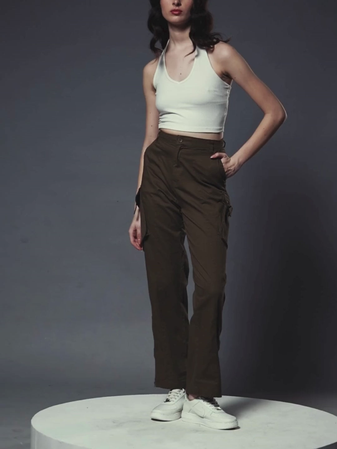 Women Utility Cargos - Olive Green