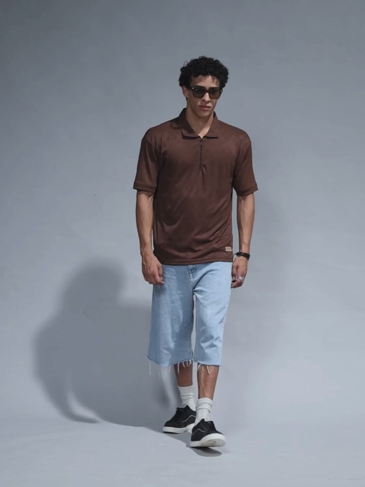 Men Relaxed Fit Korean Texture Polo T-Shirt