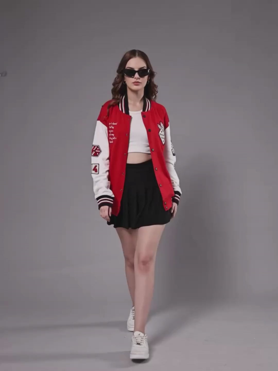 Cards Women Varsity Embroidered Bomber Jacket