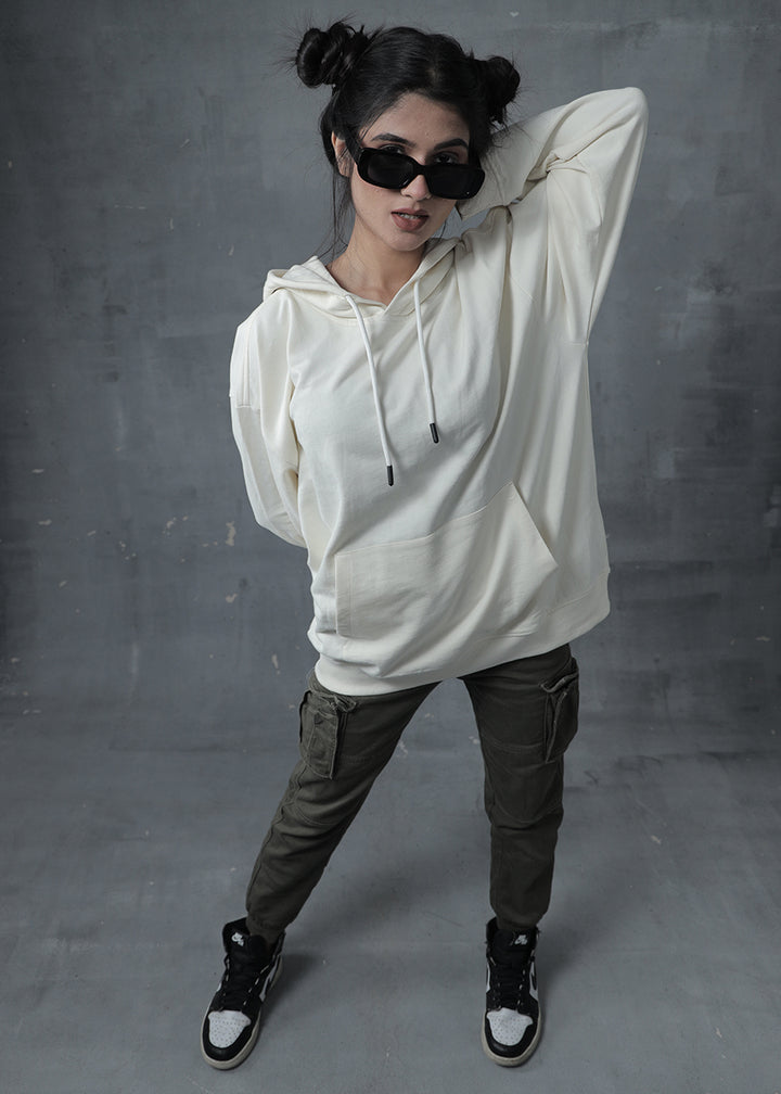 Solid Women Drop Shoulder Premium Terry Hoodie | Pronk