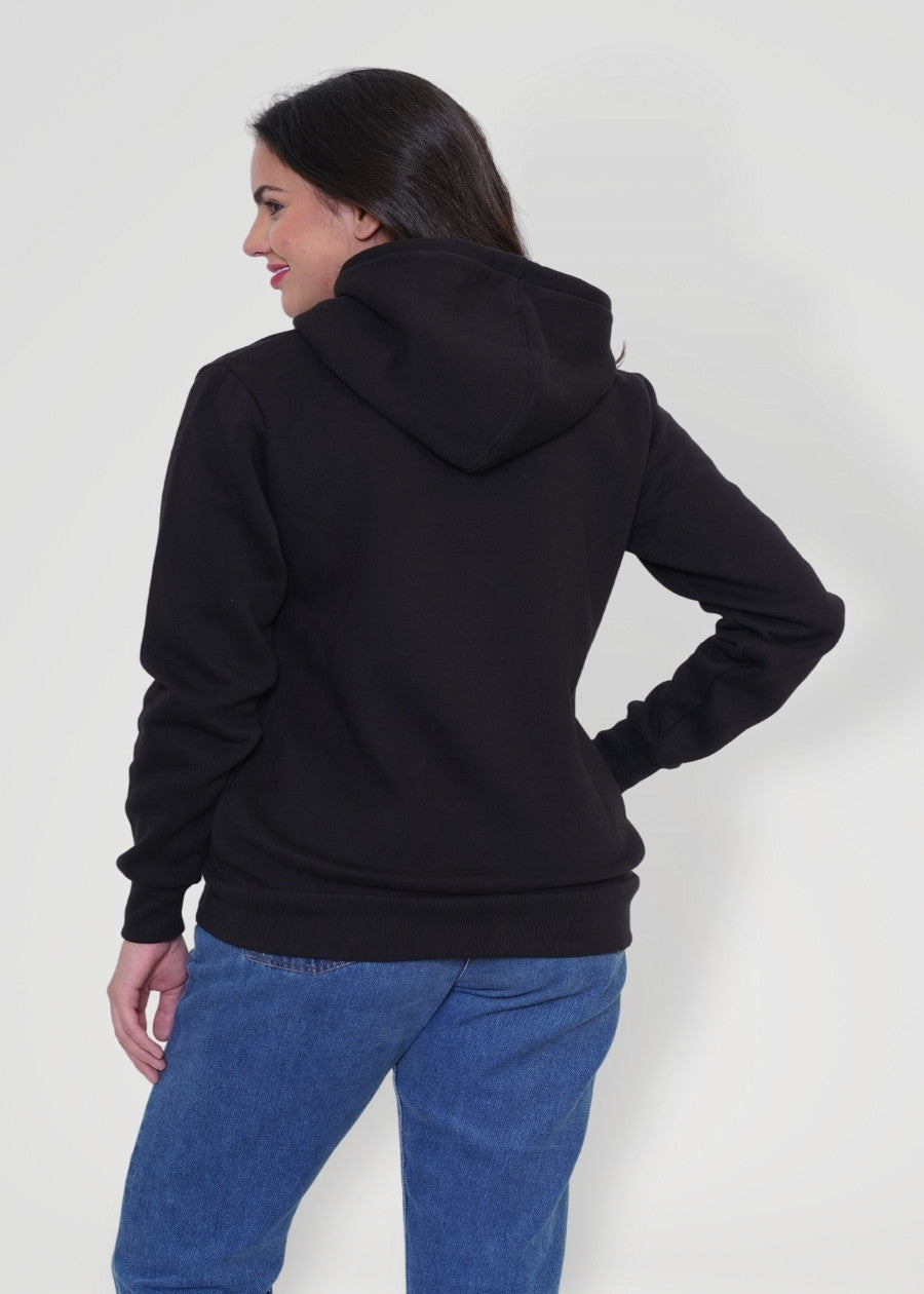 Women Fleece Hoodie Sweatshirt black colour
