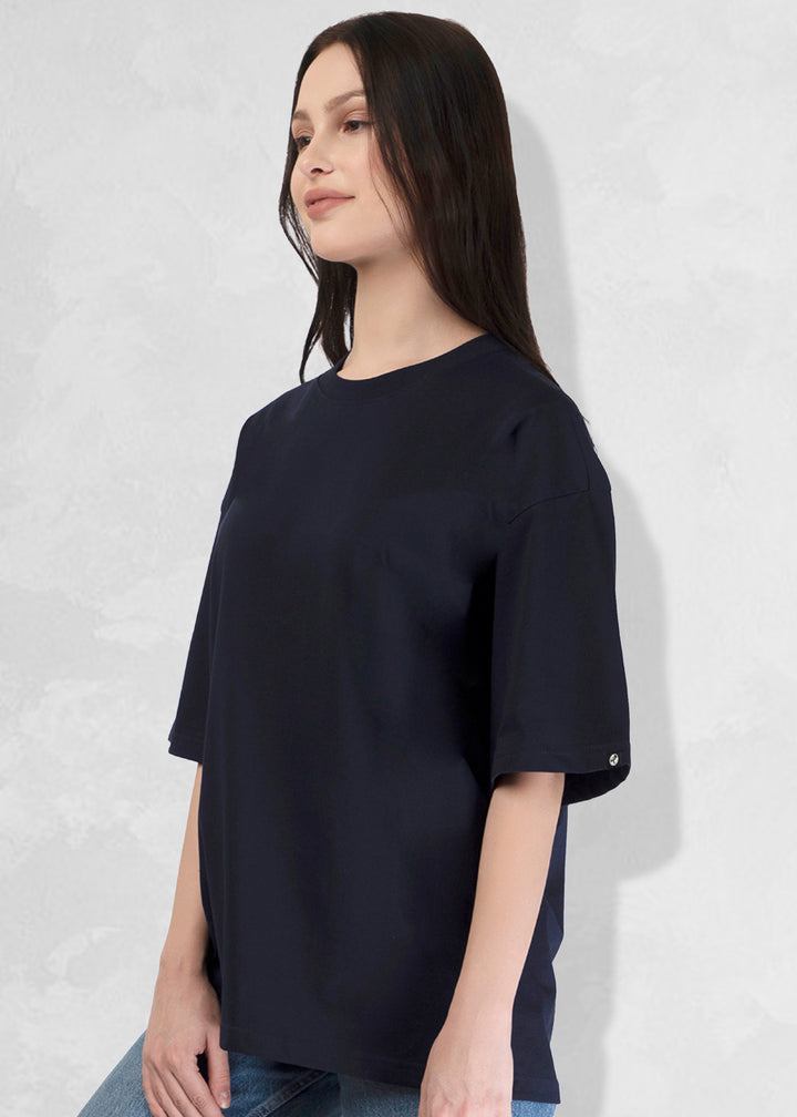 Solid Women Oversized T-Shirt - Classic Navy
