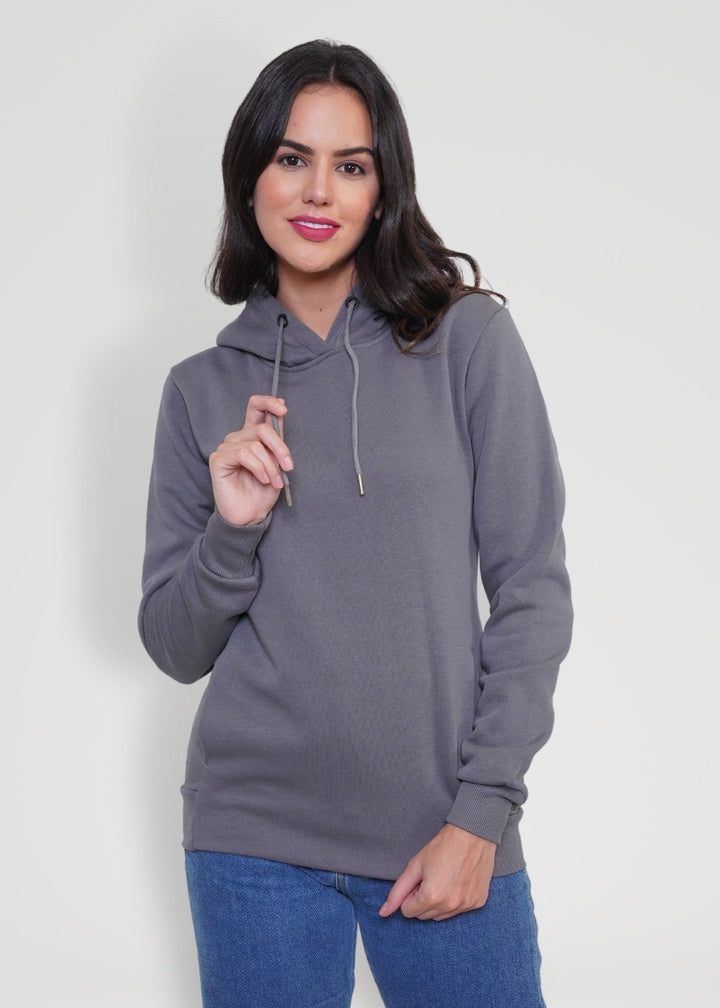 Women Fleece Hoodie Sweatshirt steel grey colour