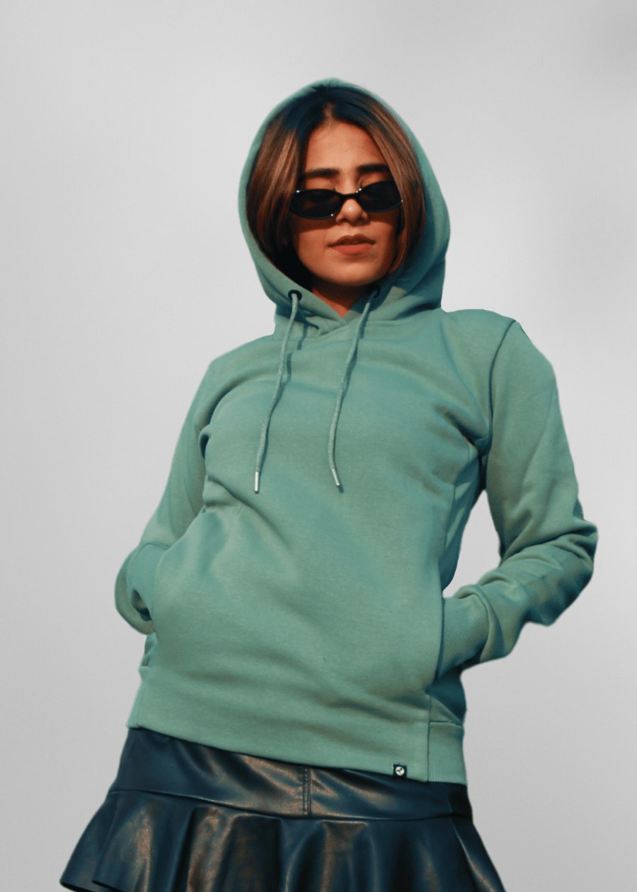 Women Fleece Hoodie Sweatshirt olive green colour