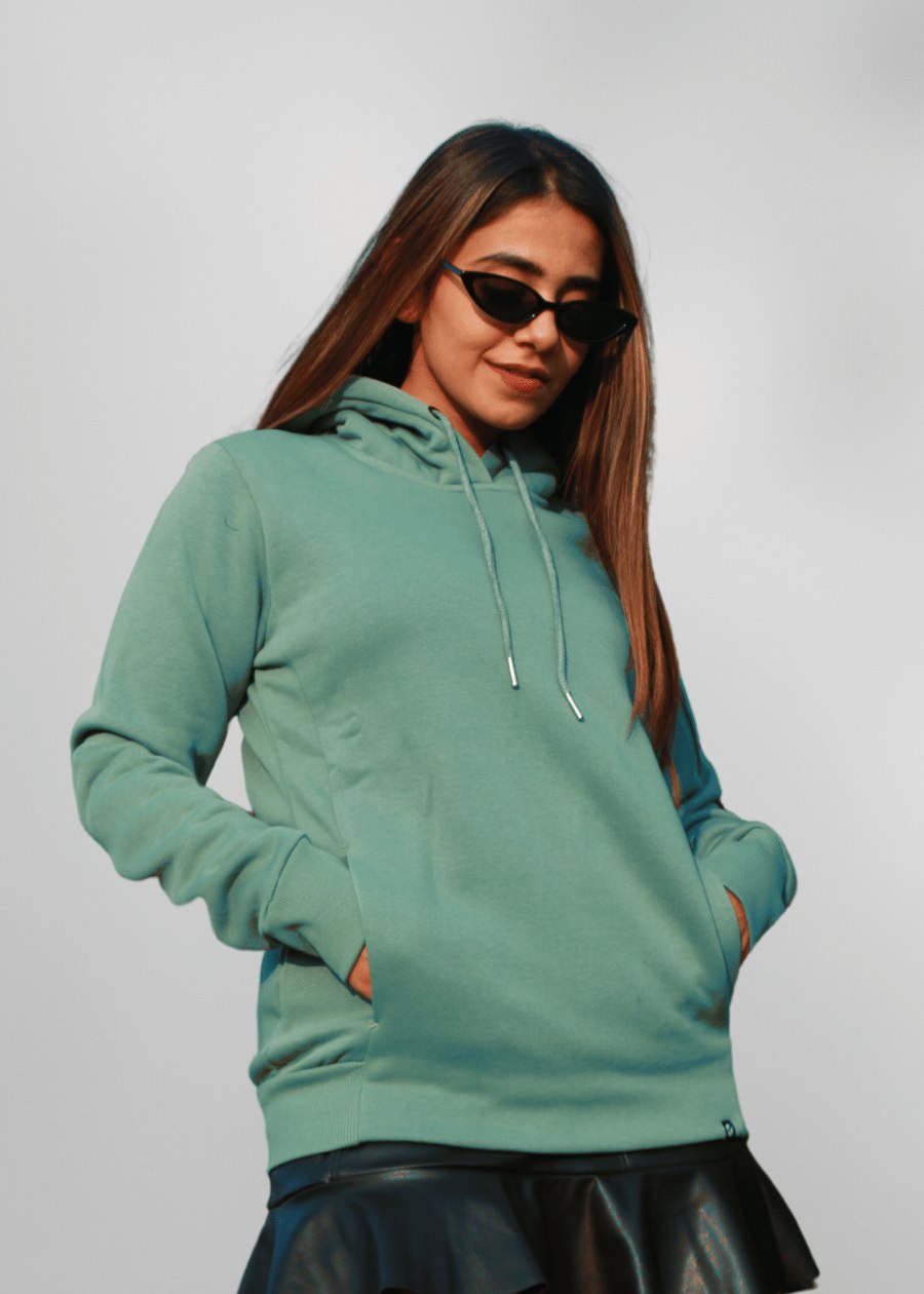 Women Fleece Hoodie Sweatshirt olive green colour